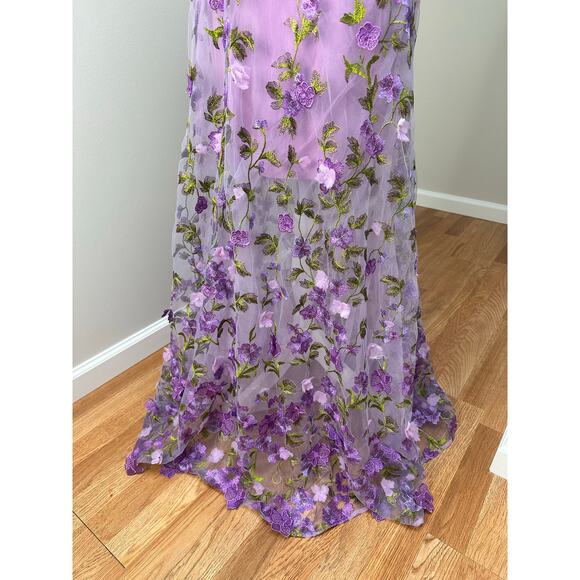 Dress The Population Womens Embellished Floral Purple Gown size XS - Picture 2 of 8